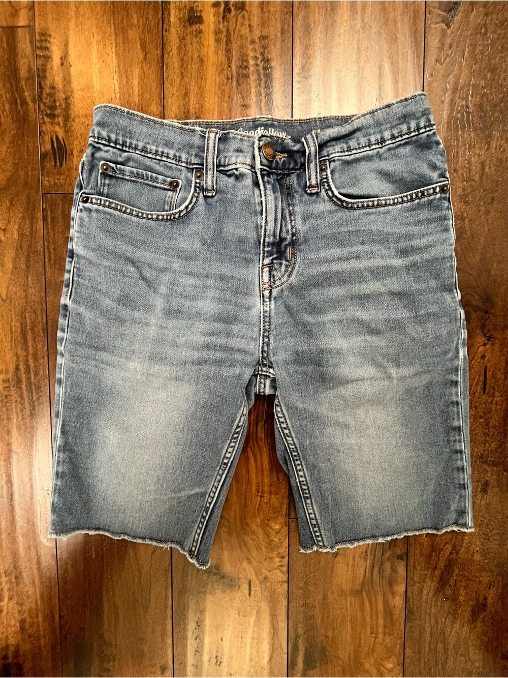 GOODFELLOW & CO. Men’s Cut-Off Jean Shorts Slim Total Flex Medium Wash Size 30